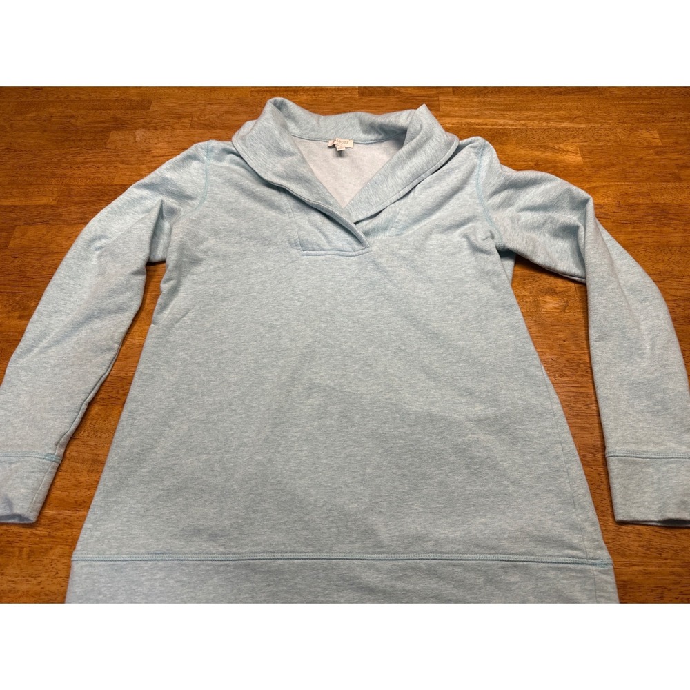 Talbots Womens Small Blue Heathered Shawl Collar Long Sleeve Sweatshirt Pullover